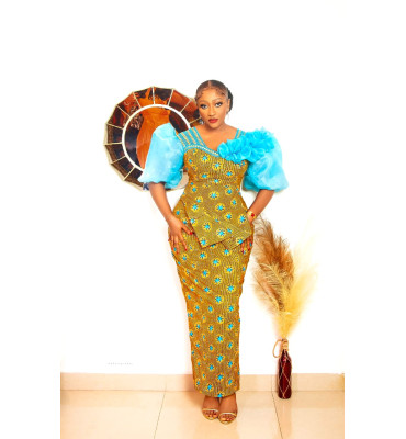 Aqua Bloom Elegance Dress