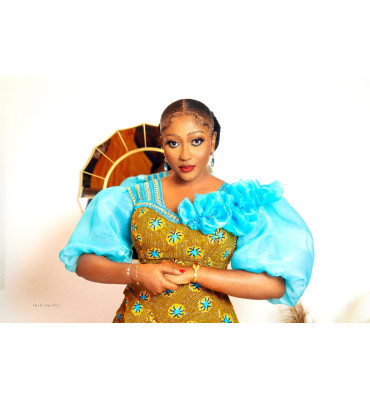 Aqua Bloom Elegance Dress