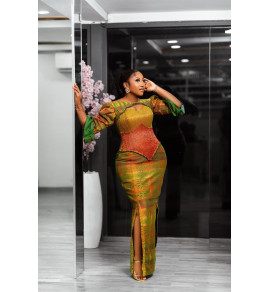 The Royal Ember Kente Corset Gown