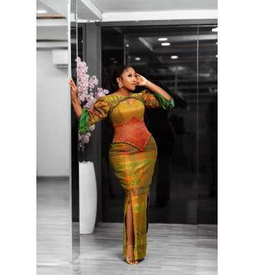 The Royal Ember Kente Corset Gown