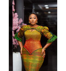 The Royal Ember Kente Corset Gown