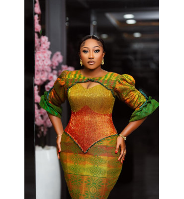 The Royal Ember Kente Corset Gown