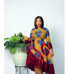 Royal Bloom | Asymmetrical Ankara Ruffle Dress