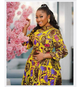 Garden Glory | High-Neck Ankara Midi Dress